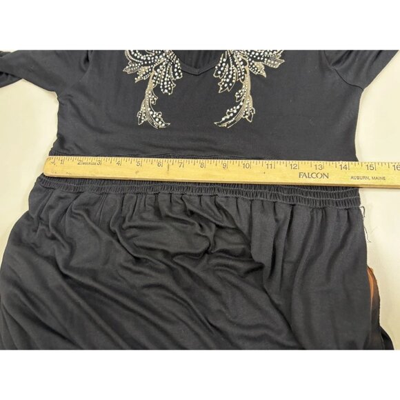 Vocal Large Goth Hi-low Dress Embellished Wings Soft Rayon/Span USA Black Unworn - Picture 5 of 9